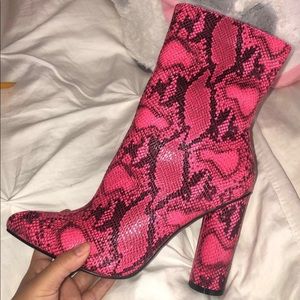 Pink snake print booties